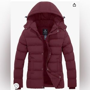 Winter puffer jacket size Small Burgundy Wantdo